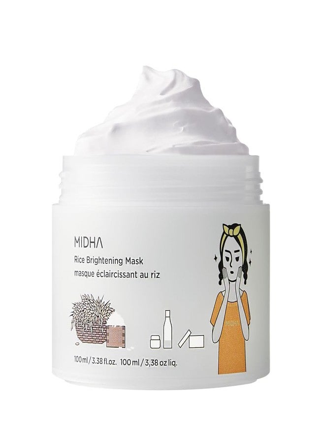 MIDHA RICE MASK, 3.38fl.oz/100ml, Hydrating, Smoothing, for Dull, Rough Skin, Pore Clearing, Wash off Pack Facial Mask, Mud Texture, Uneven Skin Tone - Image 1
